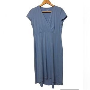 Eileen fisher Blue sustainable Organic cotton Stretchy Midi made in USA Dress Xs